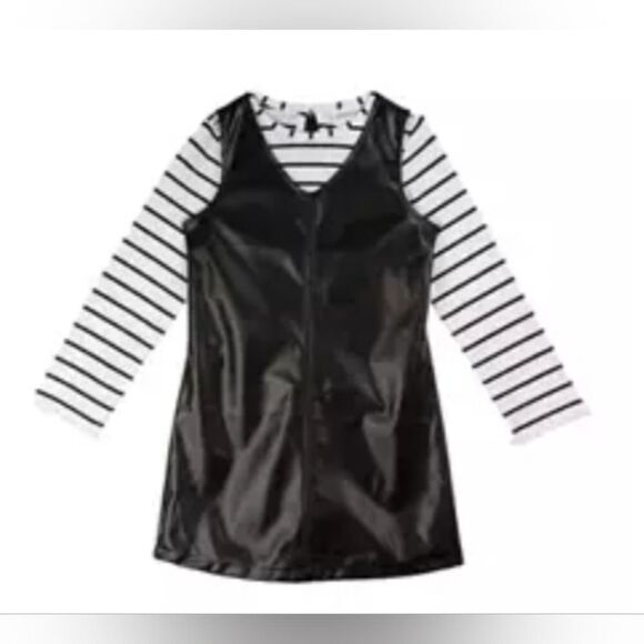 Tween Diva Other - Tween Diva Girls Faux Leather Jumper Dress set NWT sz 10 Black